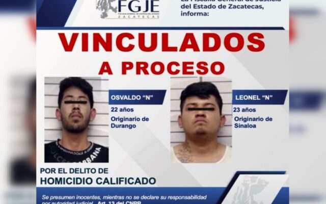 Dos jóvenes son vinculados por masacre en Zacatecas