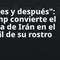 “Antes y después”: Trump convierte el mapa de Irán en el perfil de su rostro