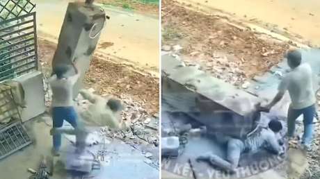 IMÁGENES SENSIBLES: Un pilar de hormigón se desprende de golpe y aplasta a un hombre